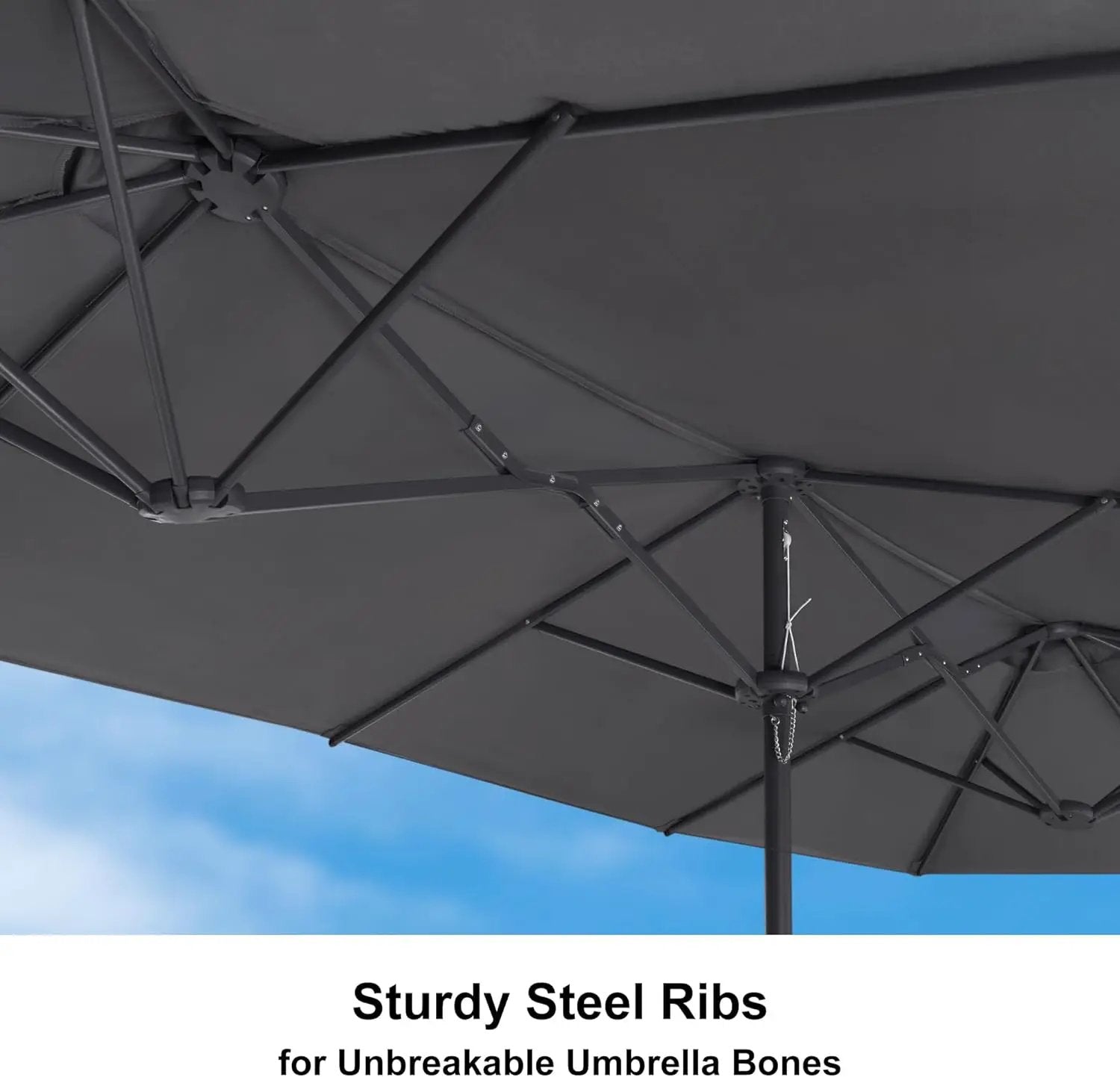 PURPLE LEAF 13ft Double-Sided Patio Umbrella with Base Included Market Rectangle Umbrella Outdoor Table Umbrella with Crank for Pool Garden Deck, Grey by GreenHaven Gardens