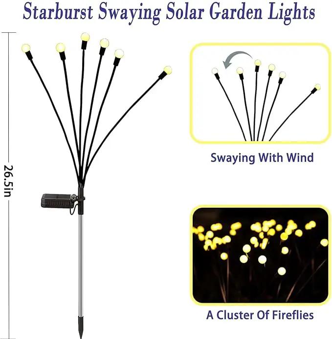 Solar Lights Outdoor Garden – 6 Pack 36 LEDs Solar Firefly Lights, Swaying Lights Waterproof, Solar Decorations for Yard Patio Pathway Lawn Gardening Gifts by GreenHaven Gardens
