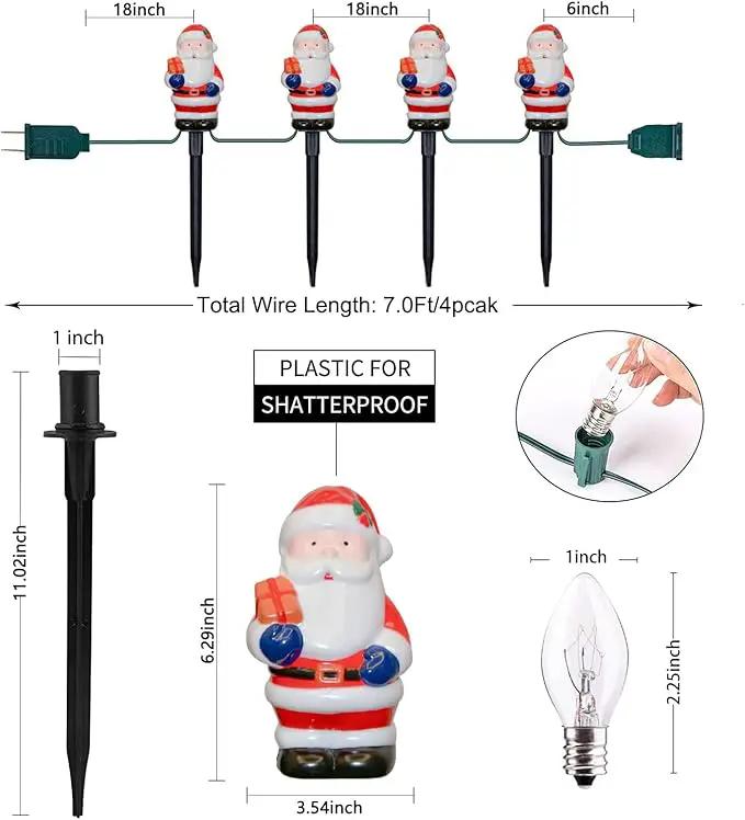Goothy 2 Sets Santa Christmas Pathway Stakes Lights, 7Ft C7 Outdoor String With 8 Santa Claus Driveway Marker, Connectable Decorations for Yard Garden Walkway by GreenHaven Gardens