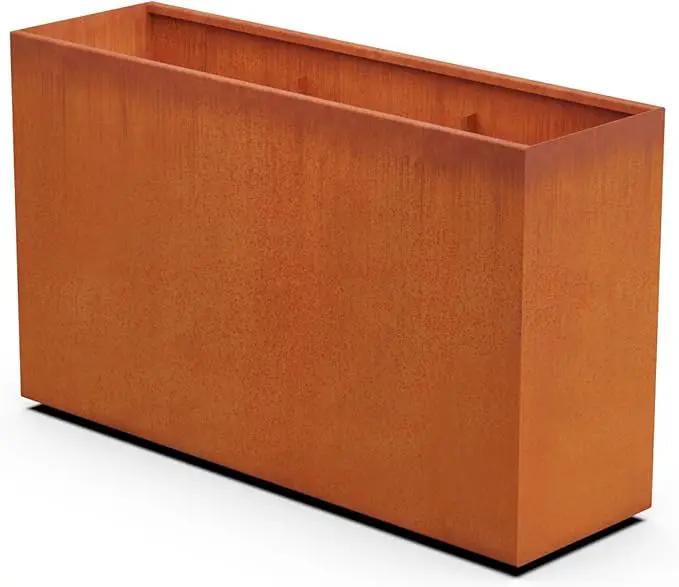 Corten Steel Planter Rectangle Outdoor Metal Garden Box Heavy Duty | Made in USA | Fully Assembled by GreenHaven Gardens