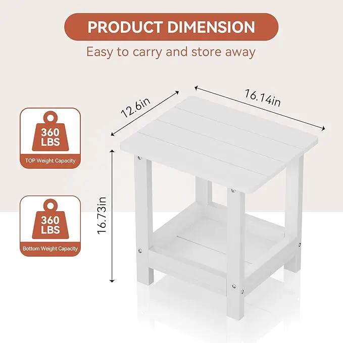 Outdoor Side Table for Garden, Lawn, Living Room Adirondack Tables for Outside 2-Tier HDPE Waterproof Small Outside Side Tables for Patio End Table for Adirondack Chair, 2 Pcs, White by GreenHaven Gardens