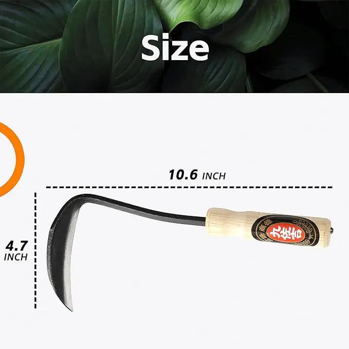 Japanese Weeding Sickle Hoe, Sickle Garden Tool Hand Grass Sickle, Weeding Tool for Gardening with High Carbon Sharp Steel Blade Edge for Cutting Grass,Digging Quick Work (Japanese Weeding Sickle) by GreenHaven Gardens