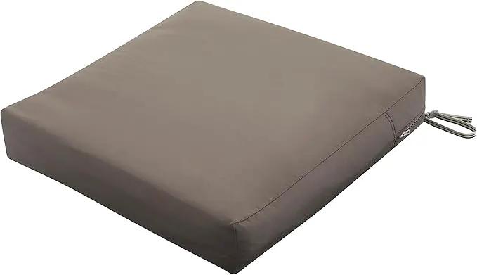 Classic Accessories Ravenna Water-Resistant 23 x 23 x 5 Inch Square Patio Seat Cushion Slip Cover & Foam, Dark Taupe, Lounge Chair Cushion by GreenHaven Gardens