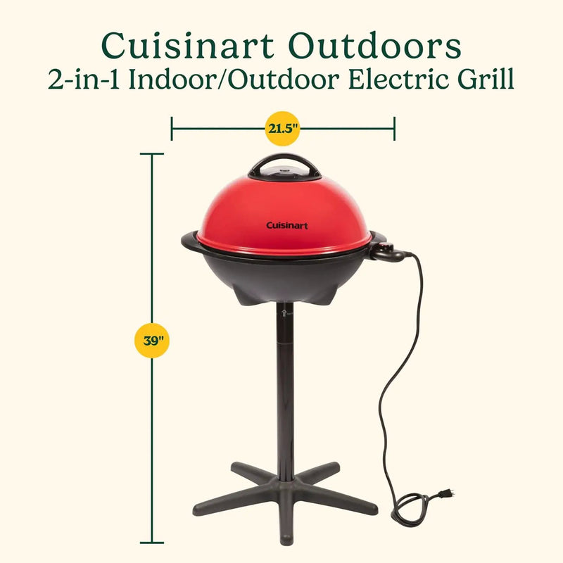 Cuisinart Indoor/Outdoor Electric Grill, 2-in-1 Portable BBQ with Nonstick Cooking Surface, Electric Grill Outdoor with Adjustable Heat, Stand/Tabletop Options for Cookouts, Barbecues, Small Spaces by GreenHaven Gardens