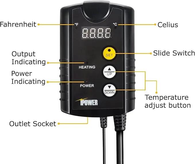 iPower GLHTMTCTRLHTMTL 48" x 20" Warm Hydroponic Seedling Heat Mat and Digital Thermostat Control Combo Set for Plant Germination, Black by GreenHaven Gardens