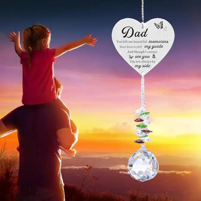 Memorial Suncatcher Gifts for Loss of Dad, Sympathy Gifts for Loss of Dad, Dad in Heaven Memorial Crystal Suncatcher for Window Home Decor (Dad) by GreenHaven Gardens