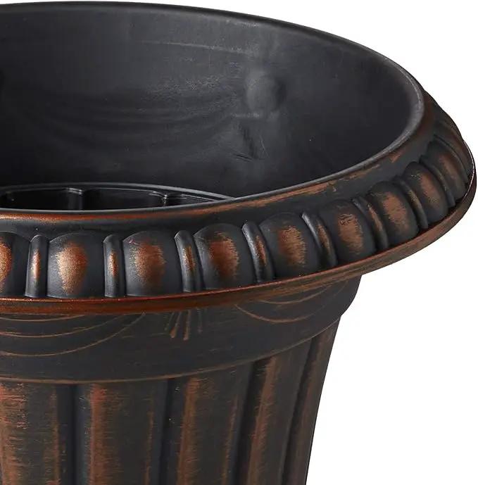 PL00CP Classic Traditional Plastic Urn Planter, 16" x 18", Brushed Copper by GreenHaven Gardens