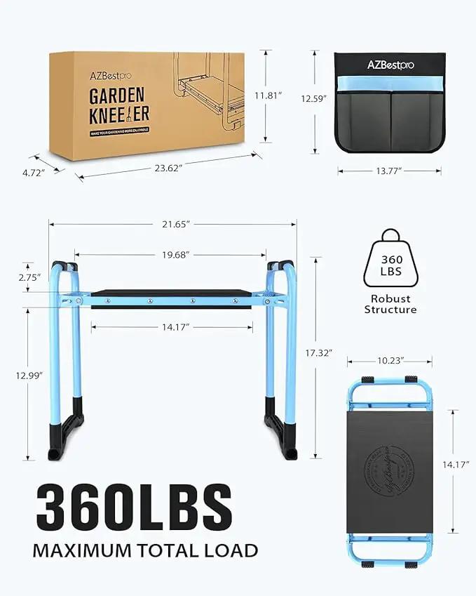 Garden Kneeler and Seat, Upgraded Foldable Heavy Duty Gardening Stool - Widened to 10" Stable Wear-Resistant Prevent Knee and Back Pain, Bench High-End 2 Large Tool Bags Gift for Men Women by GreenHaven Gardens