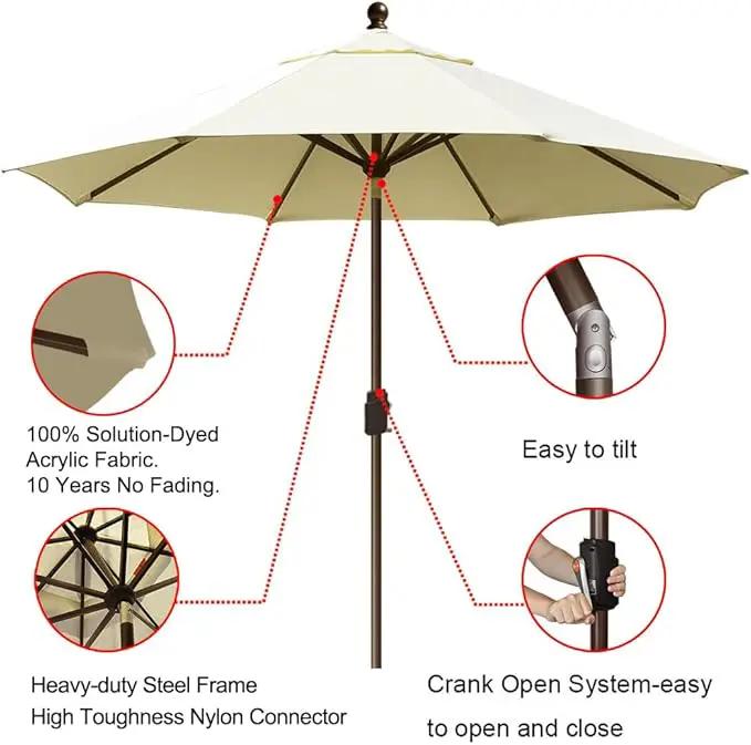EliteShade USA 10-Year-Non-Fading 9Ft Market Umbrella Patio Umbrella Outdoor Table Umbrella with Ventilation, Natural by GreenHaven Gardens