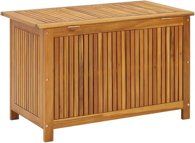 vidaXL Wooden Deck Box - Outdoor Teak Storage Chest, Ideal for Patio Furniture Cushions, Pool Accessories, Garden Tools - Water-Resistant Bag Inside - 35.4''x19.7''x22.8'', Solid Acacia Wood by GreenHaven Gardens