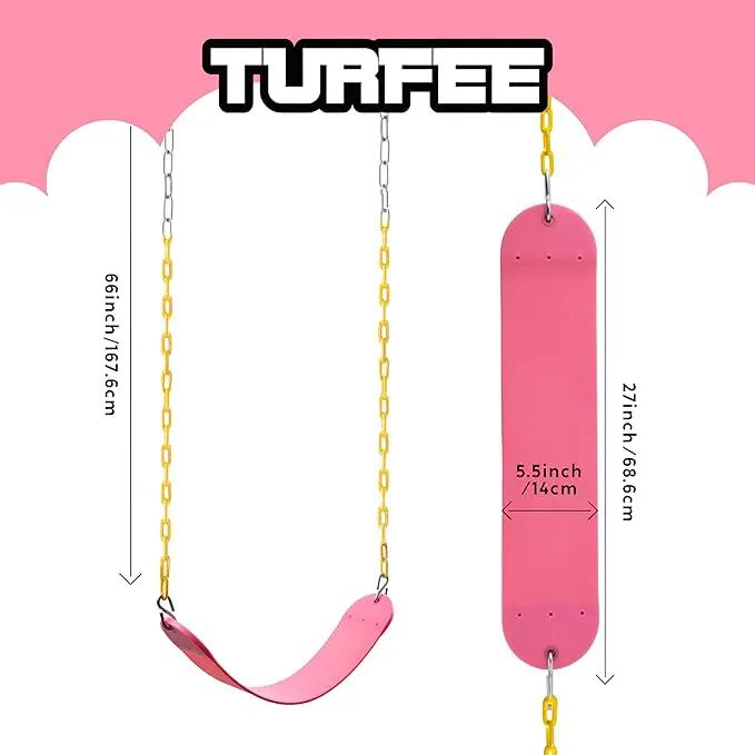 TURFEE Swings for Outdoor Swing Set -SwingSeat Replacement Kits with Heavy Duty Chains - Backyard Swingset Playground Accessories for Kids (Pink) by GreenHaven Gardens