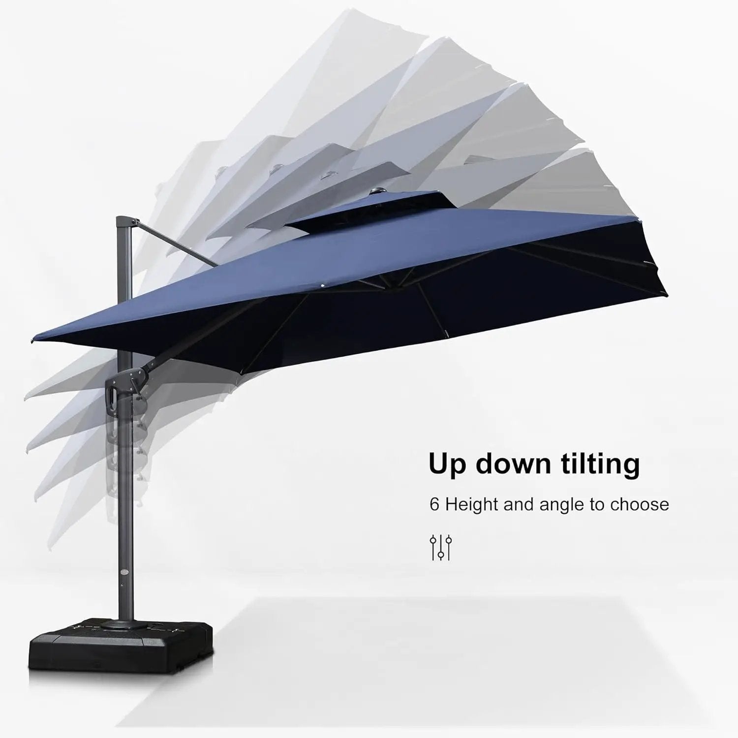 PURPLE LEAF 11ft Patio Umbrella with Base Included Large Offset Umbrella Hanging Double Top Square Cantilever Outdoor Umbrella for Garden Deck Backyard Pool Navy by GreenHaven Gardens