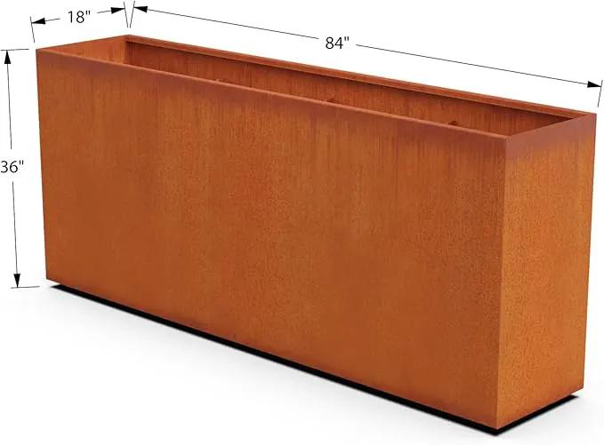 Corten Steel Planter Rectangle Outdoor Metal Garden Box Heavy Duty | Made in USA | Fully Assembled by GreenHaven Gardens