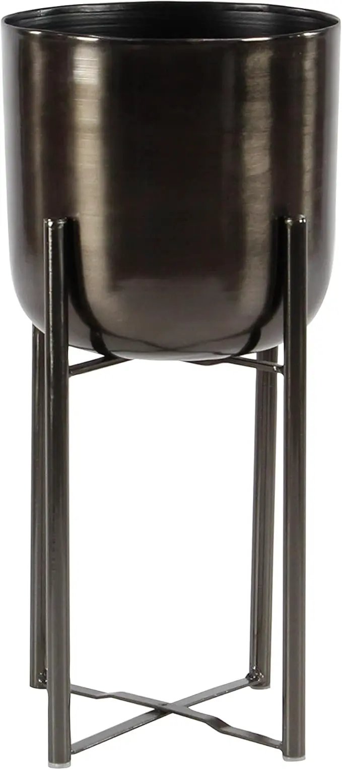 CosmoLiving by Cosmopolitan Metal Indoor Outdoor Planter Dome Large Planter Pot with Removable Stand, Set of 2 Planters 19", 22"H, Black by GreenHaven Gardens
