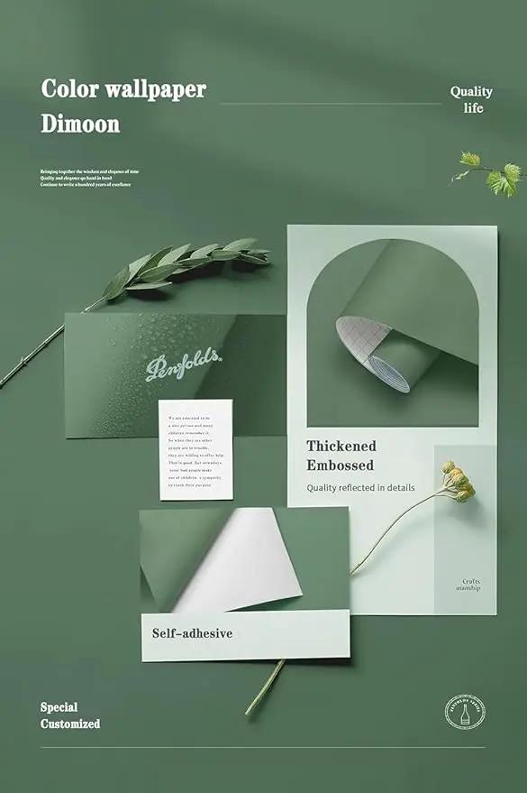 Dimoon 118''x17.7'' Green Peel and Stick Wallpaper Contact Paper Modern Self Adhesive Wall Paper Removable Renter Friendly Textured Solid Color Shelf Cabinet Vinyl Roll (118''x17.7'',Dark Green) by GreenHaven Gardens