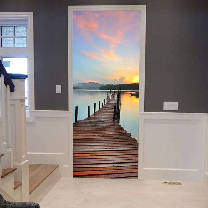 3D Door Stickers Murals Peel and Stick - PIER - Door Wallpaper Self-Adhesive Door Decals Removable PVC Waterproof Door Poster for Bedroom Living Room Door 37.4" x 84.6" by GreenHaven Gardens