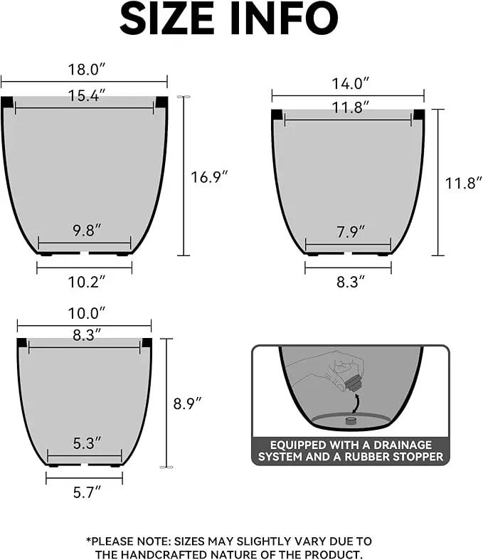 Kante 18 Inch Dia Round Concrete Planter, Indoor Outdoor Large Plant Pot with Drainage Hole and Rubber Plug for Home Patio Garden, Rusty by GreenHaven Gardens