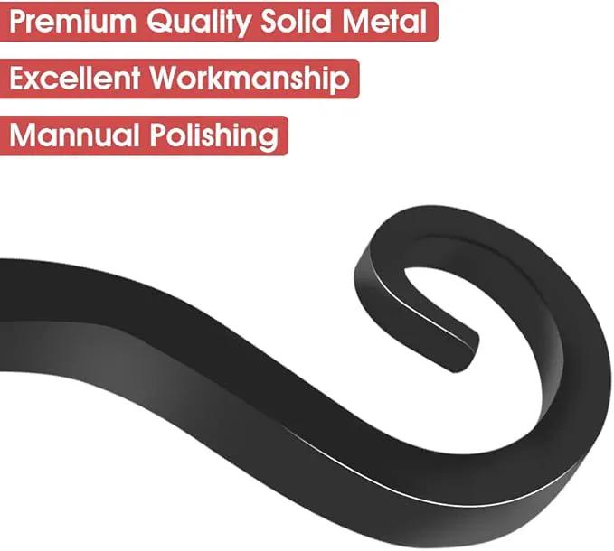 Jardim 2 Pack 6 Inch Premium Decorative Metal Iron Wall Hook, Indoor Outdoor Plant Hanger, Rustic Hanging Gardening Bracket Hook, for Planters, Bird Feeders, Lanterns, Wind Chimes (Black) by GreenHaven Gardens