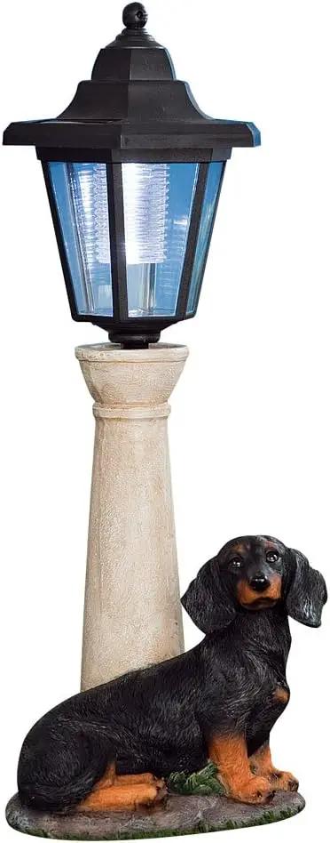 Bits and Pieces - Solar Dog Lantern-Solar Powered Garden Lantern - Resin Dog Sculpture with LED Light (Dachshund) by GreenHaven Gardens