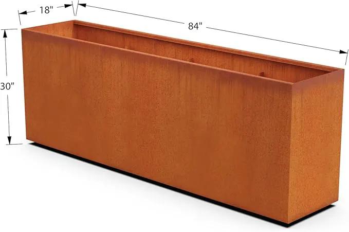 Corten Steel Planter Rectangle Outdoor Metal Garden Box Heavy Duty | Made in USA | Fully Assembled by GreenHaven Gardens