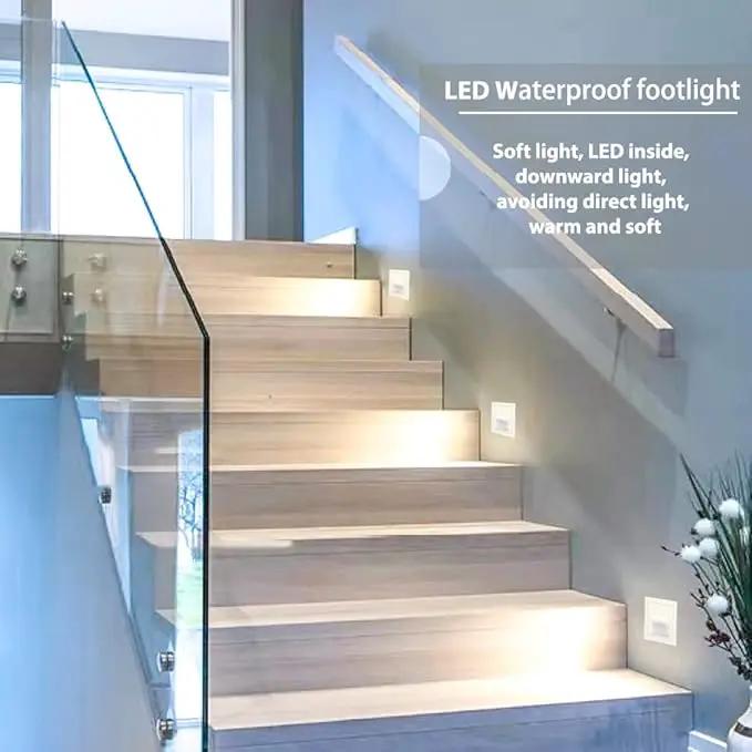 4Pcs 3W LED Step Light, Cool White 6000K IP65 Waterproof Recessed Wall Light, Stair Light Staircase Light Lighting lamp, Inside Outside Garden Balcony Corridor, Aluminum, 120V White by GreenHaven Gardens
