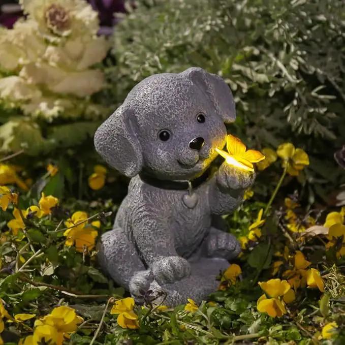 Solar Garden Statues Outdoor Dog Lights, Unique Housewarming Garden Gifts for Women Mom Wife Grandma and Sisters，Cute Dog Sculpture Decoration for Patio, Terrace, Balcony, Lawn by GreenHaven Gardens