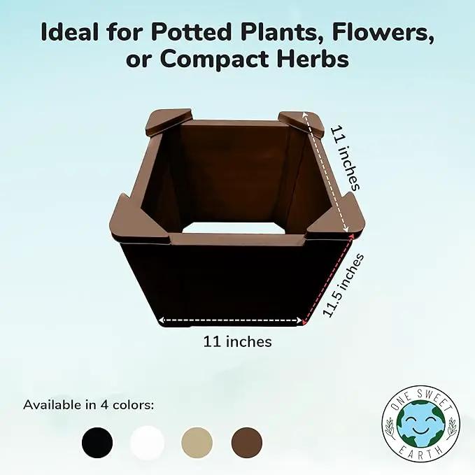 Raised Garden Bed - 1x1 ft Planter Box - Brown HDPE - No Tools Needed - DIY Kit for Urban Gardening, Flowers, Herbs & Vegetables - Made in The USA - 2 Pack by GreenHaven Gardens