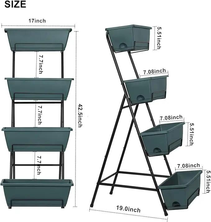 Tuenort Vertical Raised Garden Bed 4 Tiers Planter Box Freestanding Garden Planter with 4 Container Boxes for Growing Vegetables Herbs Flowers on Patio Balcony Green by GreenHaven Gardens
