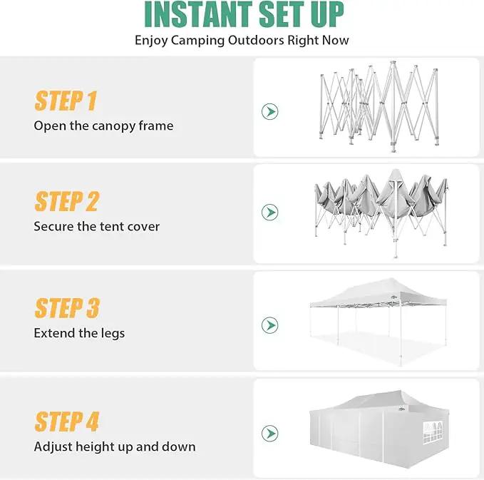COBIZI 13x26 Pop Up Tent 13x26 Canopy with Sidewalls Heavy Duty Canopy Party Tent for Parties, Outdoor Wedding Large Event Tent Wind Waterproof UPF 50+ Ez Up in Garden Lawn with Roller Bag, White by GreenHaven Gardens