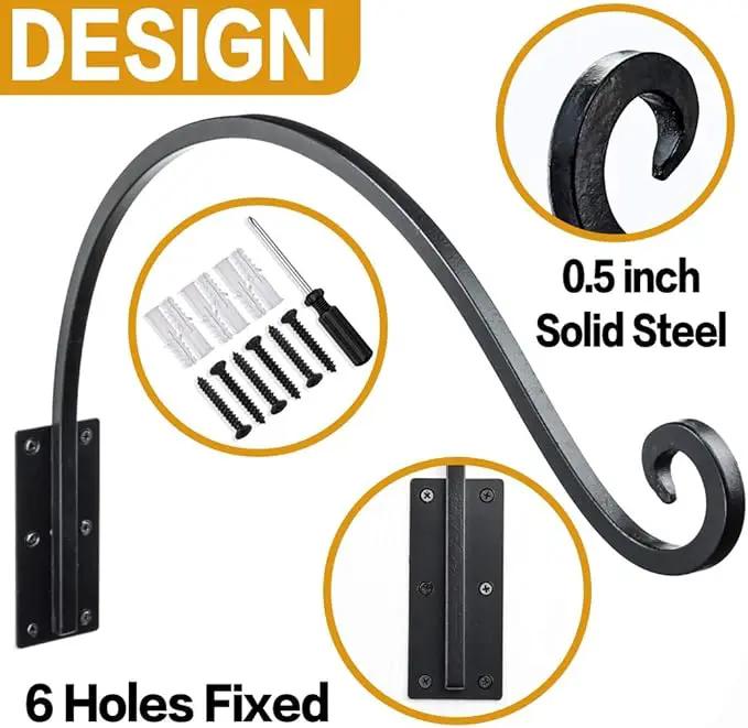 Qiang Ni Heavy-Duty Plant Hanger Outdoor: Hanging Plant Hook for Outside Basket - 22-Inch Wall Mount Plant Bracket for Bird Feeder… by GreenHaven Gardens
