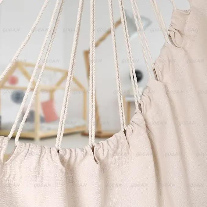 Hammock Chair Large Hammock Swing,110 X 150cm Load 150kg,Cotton Hanging Chair Hardwood Spreader Bar Wide Seat Swing Chair (Beige) by GreenHaven Gardens