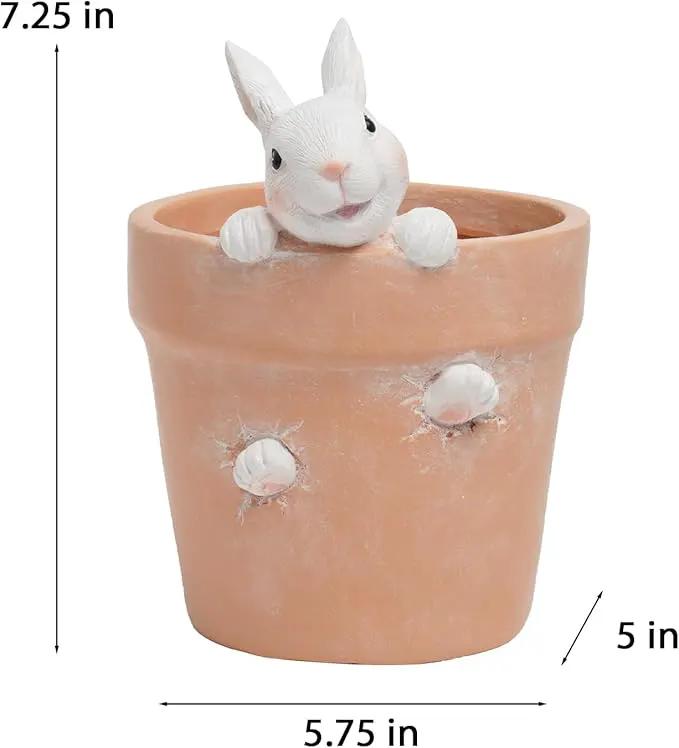 Easter - Spring Flower Pot - Bunny Decor - Easter Decoration - Decorative Garden Pots for Cactus Succulents Planter with Drainage Hole for Home Farmhouse Decor 5.75 x 5 x 7.25 inch Newman House Studio by GreenHaven Gardens