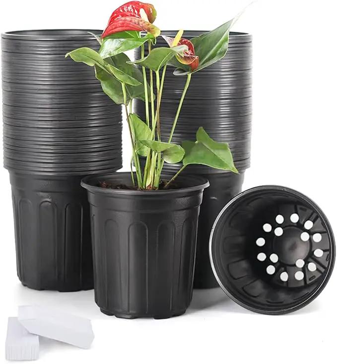 JERIA 50-Pack 1 Gallon Flexible Plant Nursery Pots with 50Pcs Plant Labels,Thickened Soft Plastic Seedling Pots,Seed Starting Pot Flower Plant Container for Succulents，Seedlings by GreenHaven Gardens