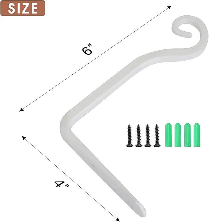 Jardim 2 Pack 6 Inch Premium Decorative Metal Iron Wall Hook, Indoor Outdoor Plant Hanger, Rustic Hanging Gardening Bracket Hook, for Planters, Bird Feeders, Lanterns, Wind Chimes (White) by GreenHaven Gardens