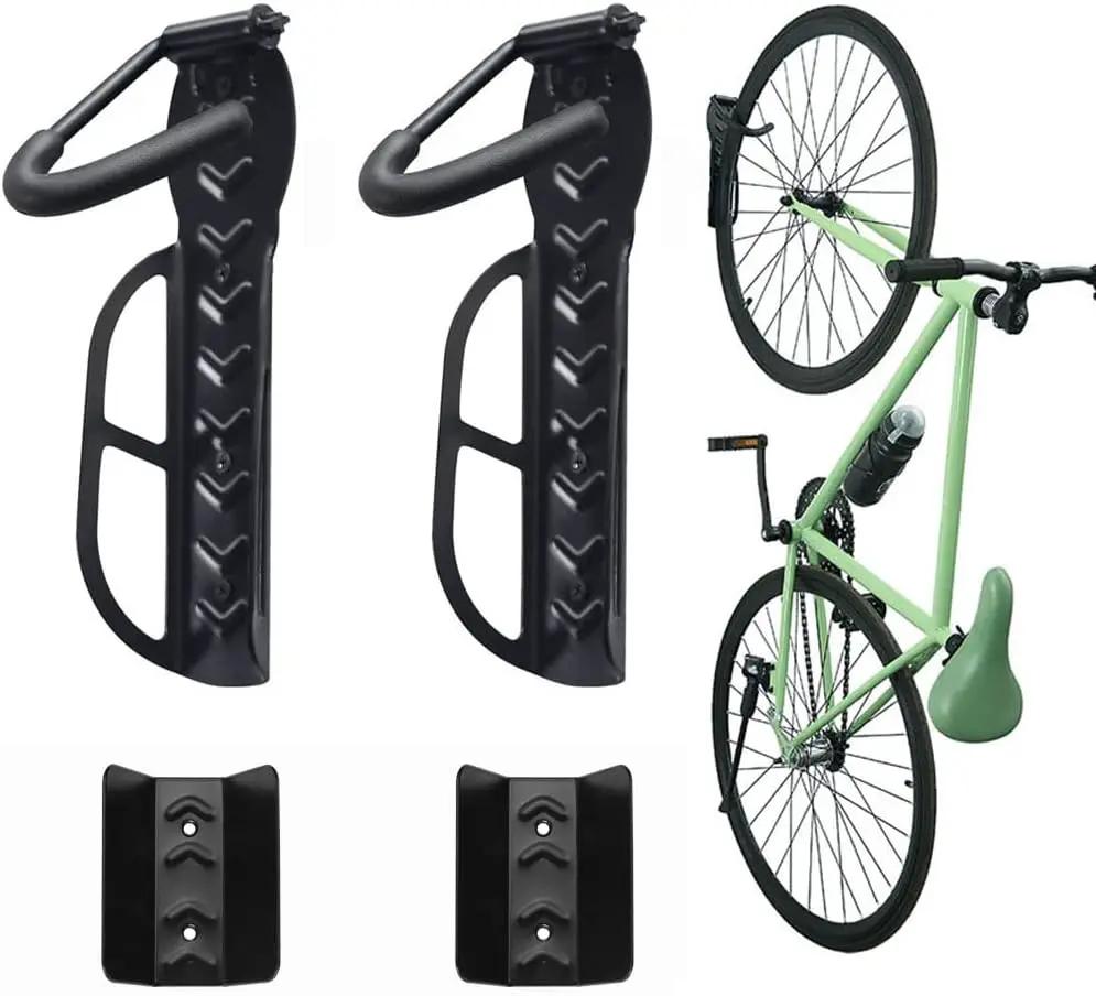 Wallmaster Bike Storage Rack for Garage, Wall Mount Bicycles Hanger with Tire Tray, 2-Pack Bike Storage System Vertical Bike Hooks by GreenHaven Gardens