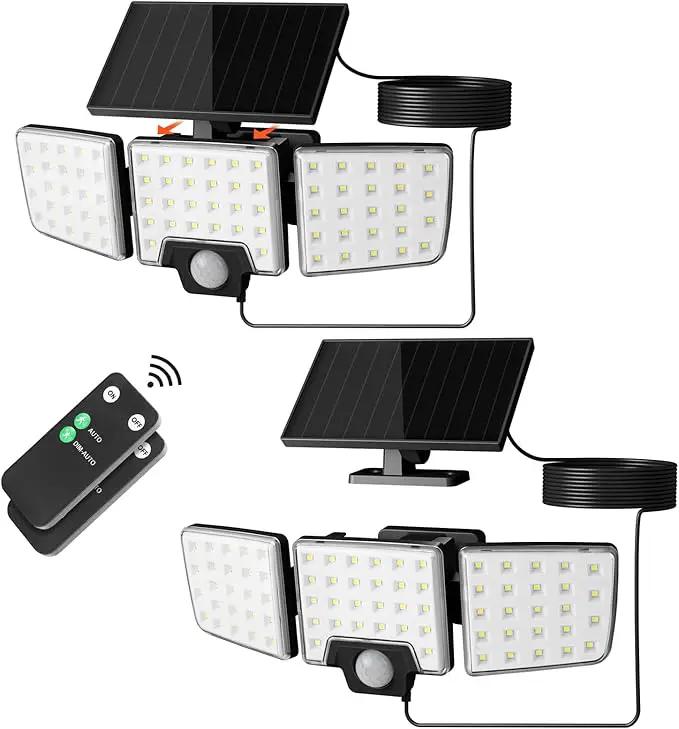 Lepro Solar Security Lights - Outdoor Motion Sensor, 2 in 1 Remote Control, IP65 Waterproof, 2 Light Modes, 3 Head Solar Floodlight for Garden, Yard, Garage by GreenHaven Gardens