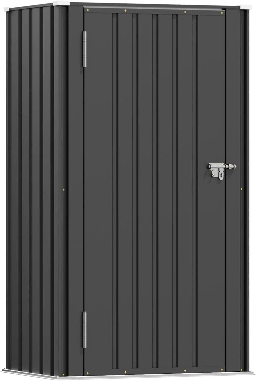 Patiowell 22 Cuft Outdoor Storage Cabinet, Metal Storage Shed with Lockable Door, Indoor Outdoor Vertical Waterproof Tool Shed Without Adjustable Shelves for Patio Garden Backyard, Black by GreenHaven Gardens