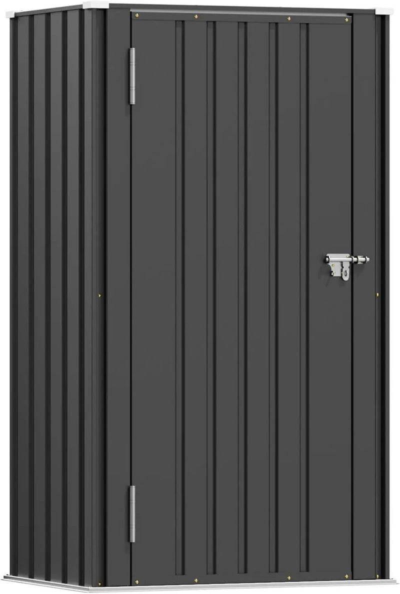 Patiowell 22 Cuft Outdoor Storage Cabinet, Metal Storage Shed with Lockable Door, Indoor Outdoor Vertical Waterproof Tool Shed Without Adjustable Shelves for Patio Garden Backyard, Black by GreenHaven Gardens