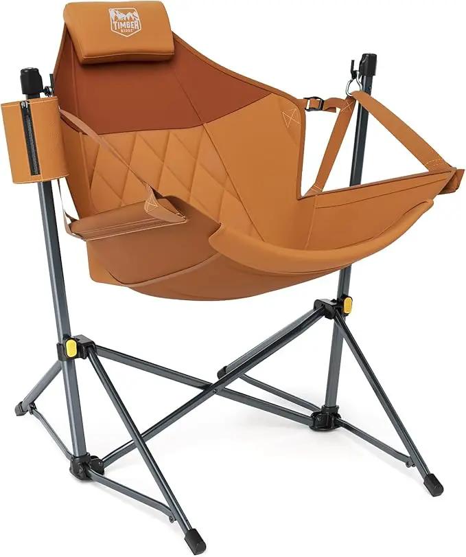 Timber Ridge Hammock Camping Chair with Adjustable Backrest, Heavy Duty Folding Hammock Chair Supports 300lbs, Portable Hammock Chair for Camping, Travelling and Patio, Orange by GreenHaven Gardens