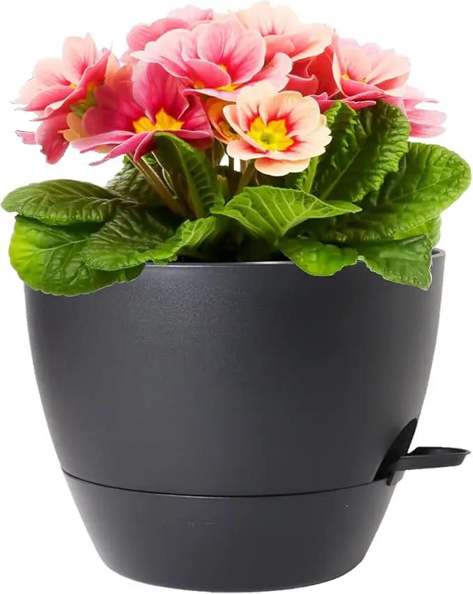 12 inch Large Self Watering Pots for Indoor Outdoor Plants, Flower Plant Pots with Mesh Drainage Holes for Garden House, Plastic Planters with Reservoir for Home Decor, Black by GreenHaven Gardens