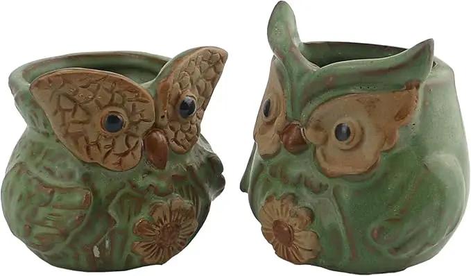 Ogrmar 6Pack Owl Plant Window Boxes Cute Owl Flower Pot/Modern Ceramic Succulent Planter Pots/Tiny Flower Plant Containers Animal Decor by GreenHaven Gardens