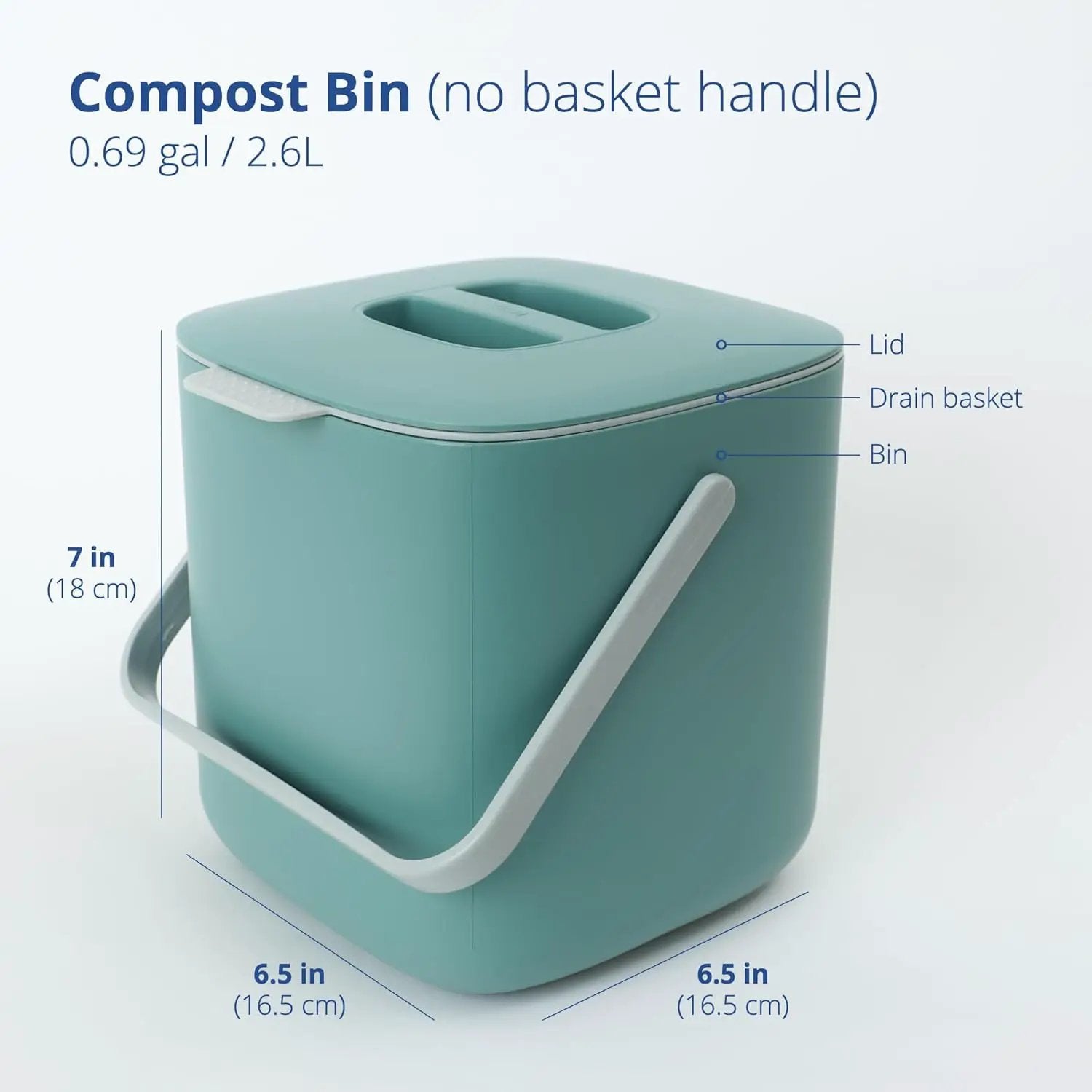 Blue Ginkgo Kitchen Compost Bin [2.6L / 0.69 GAL] – Filter-Free, Odor-Tight Countertop Food Waste Pail with Handle (Made in Korea, Green) by GreenHaven Gardens