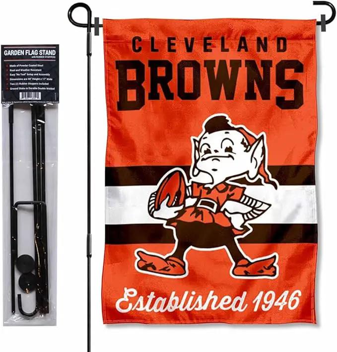WinCraft Cleveland Browns Throwback Retro Vintage Garden Flag and Flagpole Mount by GreenHaven Gardens