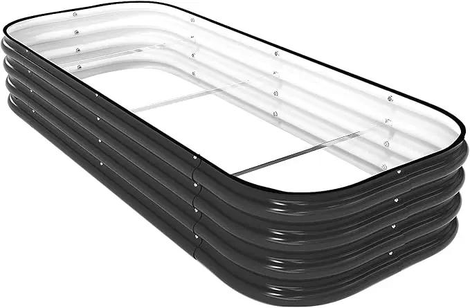 DaisyVibe Raised Garden Bed Kit, Planter Raised Garden Boxes Outdoor, Oval Large Metal Raised Garden Beds for Vegetables Flowers (Grey, 5ftx2ftx1ft) by GreenHaven Gardens