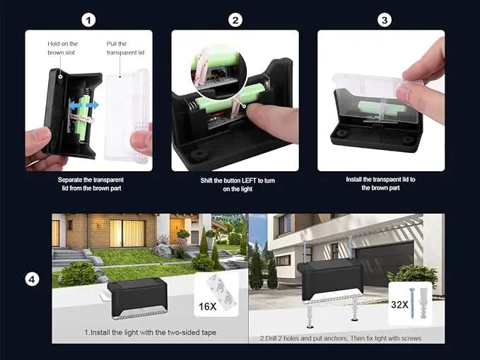 Pearlstar Solar Deck Lights - 16 Waterproof LED Solar Step Lights for Deck, Stairs, Yard, Patio, and Pathway (White, Black) by GreenHaven Gardens