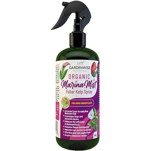 Marina Mist: Organic Aroid Plant Food & Foliar Kelp Spray - Nourish & Enhance Peace Lily, ZZ Plant, Elephant Ear, Monstera, Aglaonema, Philodendron, Pothos, Colocasias - Easy to Use (16 oz) by GreenHaven Gardens