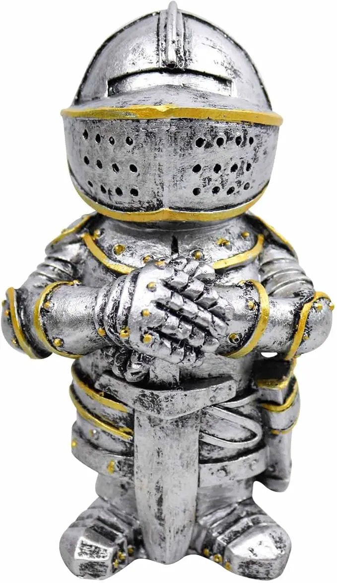 nezababy Knight Gnomes Guard Garden Statue Decoration Medieval Wee Crusader Battle Swordsman Fighting Outdoor Figurines Lawn Decor Resin (E) by GreenHaven Gardens