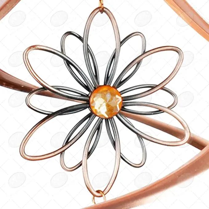 Red Carpet Studios 31041 Cosmix Wind Spinner Double Helix, 14-inch Long, Copper W/Flower & Crystal by GreenHaven Gardens