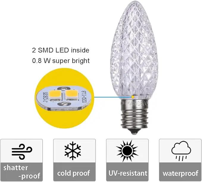 C9 Christmas Pathway Lights with Stakes,Cold White,30 Ft 20 Strawberry LED Bulbs,Connectable Shatterproof Outdoor Lights Marker for Xmas Yard Garden Path Lawn Walkway Sidewalk by GreenHaven Gardens