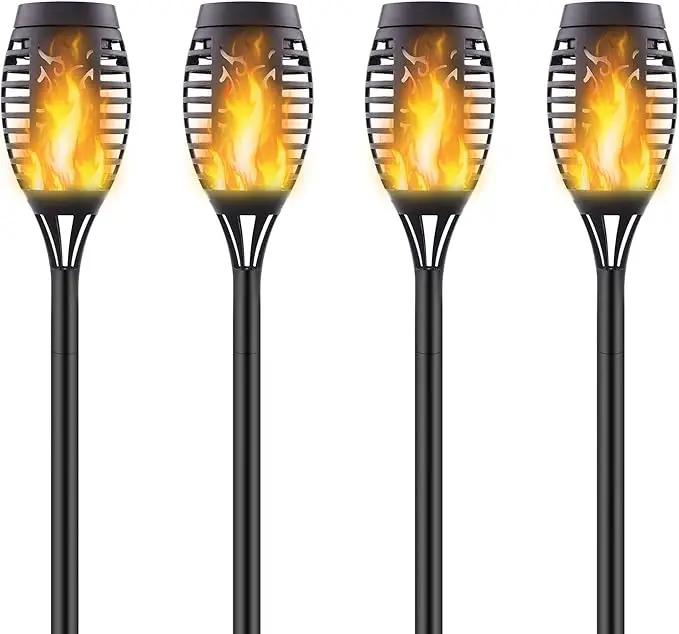 4 Pack Upgraded Solar Lights Outdoor, Mini Solar Torch Lights with Flickering Flames, Waterproof Landscape Decoration Dancing Flame Lights for Garden Pathway Yard by GreenHaven Gardens